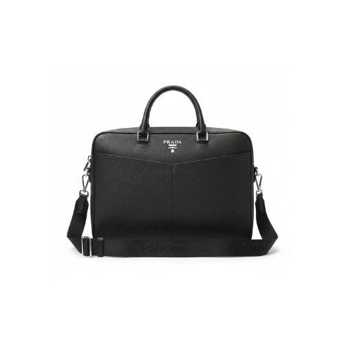 PRADA leather brief case Black