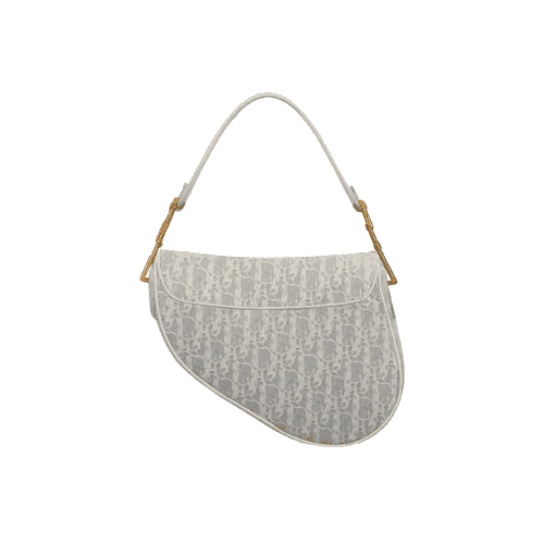 DIOR White Oblique Jacquard Saddle Bag