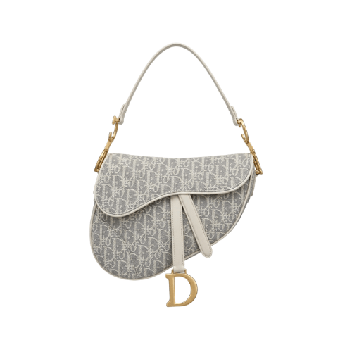 DIOR White Oblique Jacquard Saddle Bag