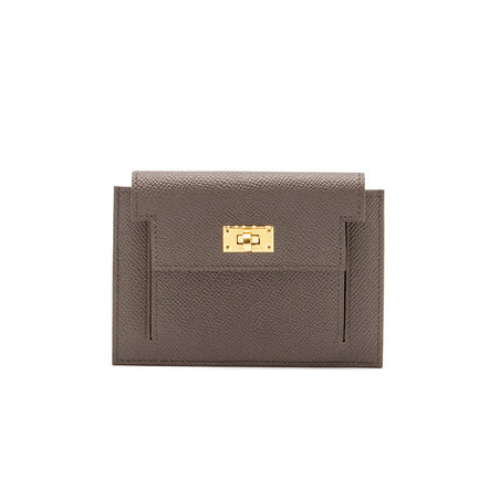 HERMES Kelly Pocket Compact Wallet Gris Etain