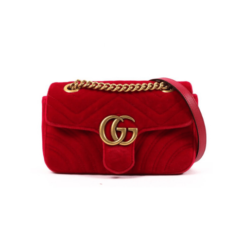GUCCI GG Marmont shoulder bag quilted velvet (Red)