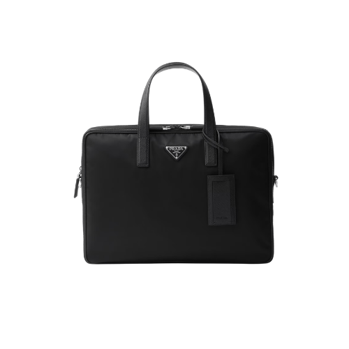 PRADA Re-Nylon and Saffiano leather briefcase (Black)