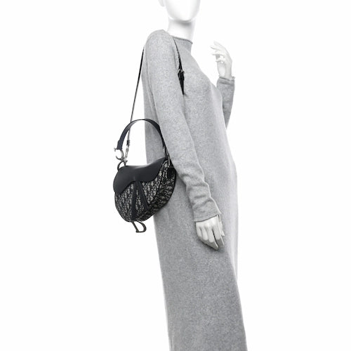 DIOR Oblique Jacquard Saddle Bag Black