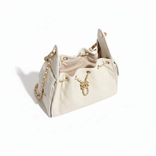 CHANEL Small 25 Hobo Canvas (White)