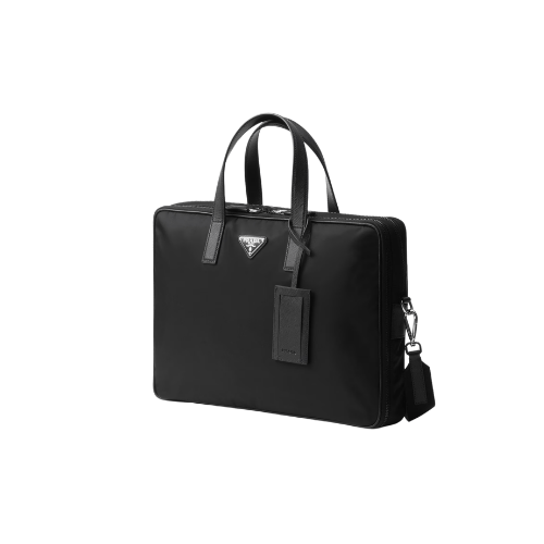 PRADA Re-Nylon and Saffiano leather briefcase (Black)
