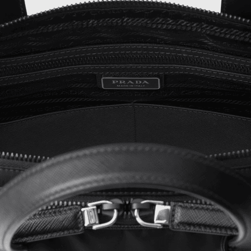 PRADA Re-Nylon and Saffiano leather briefcase (Black)