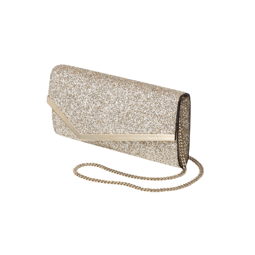 JIMMY CHOO Emmie clutch bag in coarse glitter (Gold)