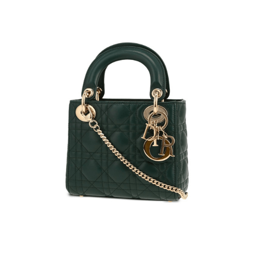 DIOR micro bag cannage lambskin gold metal charm (Green)