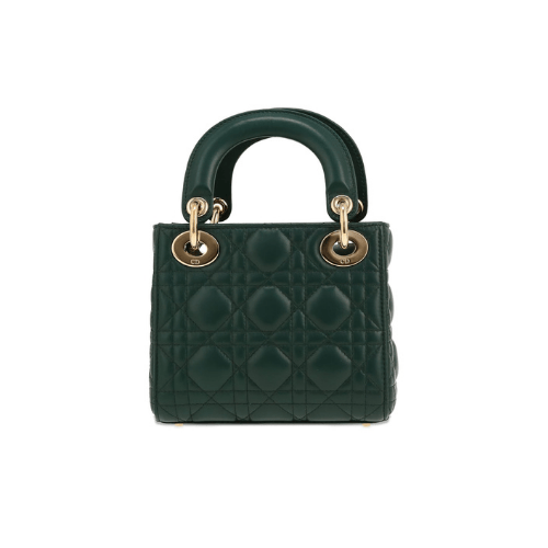 DIOR micro bag cannage lambskin gold metal charm (Green)