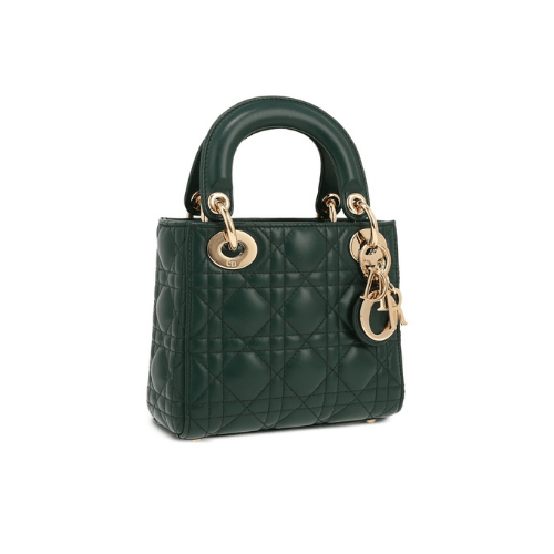 DIOR micro bag cannage lambskin gold metal charm (Green)