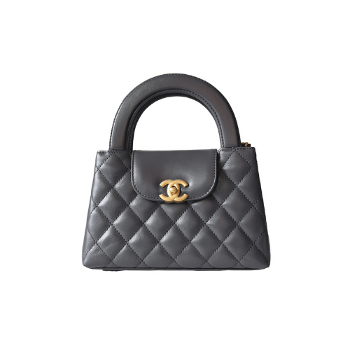 CHANEL Shiny Aged Calfskin Quilted Kelly Bag (Grey)