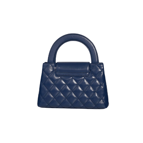 CHANEL Shiny Aged Calfskin Quilted Kelly Bag (Blue)