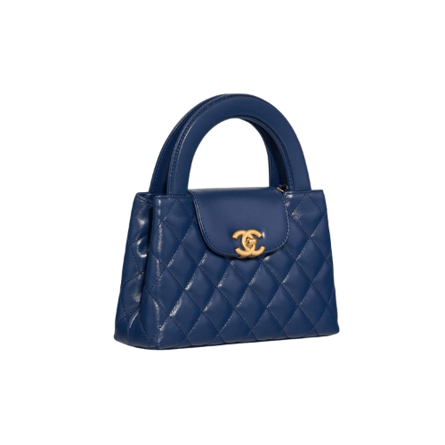 CHANEL Shiny Aged Calfskin Quilted Kelly Bag (Blue)