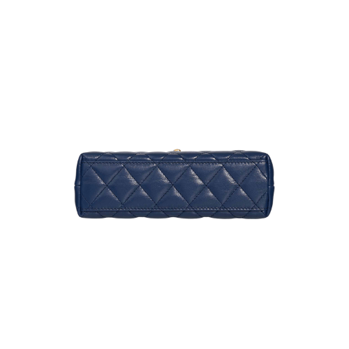 CHANEL Shiny Aged Calfskin Quilted Kelly Bag (Blue)