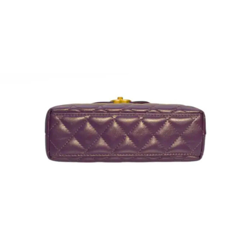 CHANEL Shiny Aged Calfskin Quilted Kelly Bag (Purple)