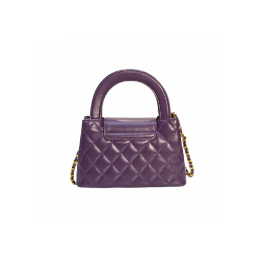 CHANEL Shiny Aged Calfskin Quilted Kelly Bag (Purple)