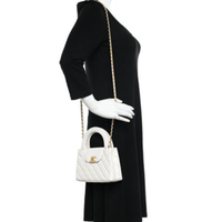 CHANEL Shiny Aged Calfskin Quilted Kelly Bag (White)