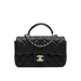 CHANEL Lambskin Quilted Mini Top Handle Rectangular Flap (Black)