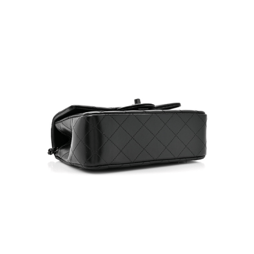 CHANEL Lambskin Quilted Mini Top Handle Rectangular Flap (So Black)
