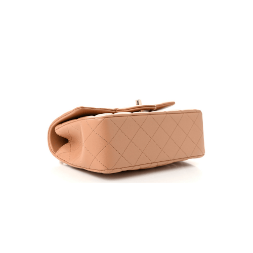 CHANEL Lambskin Quilted Mini Top Handle Rectangular Flap (Biege)