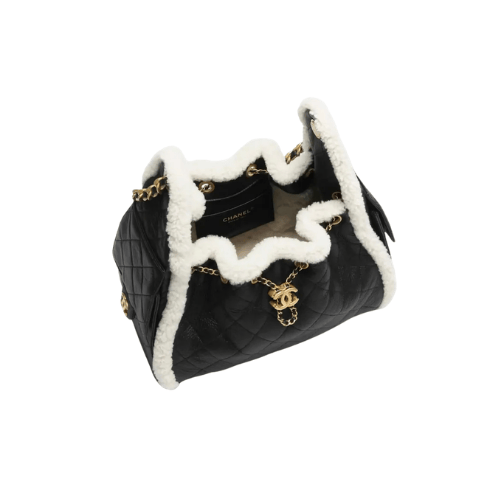 CHANEL Handbag 25 Black Small Grained Sheep Skin (Black)