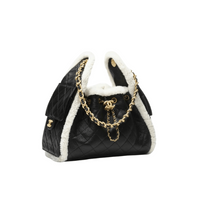 CHANEL Handbag 25 Black Small Grained Sheep Skin (Black)