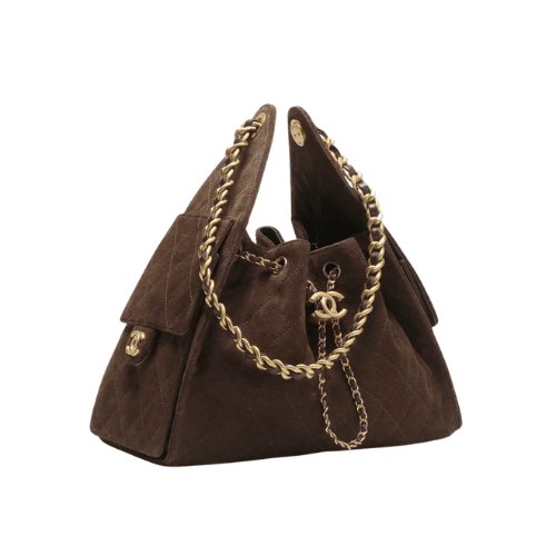 CHANEL Small 25 Hobo Suede Calfskin (Dark Brown)