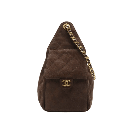 CHANEL Small 25 Hobo Suede Calfskin (Dark Brown)