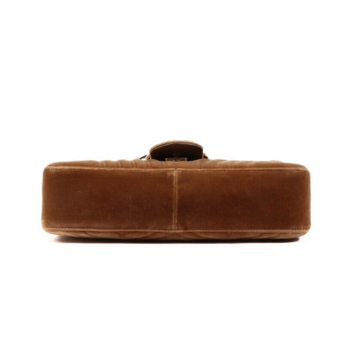 GUCCI GG Marmont shoulder bag quilted velvet (Brown)