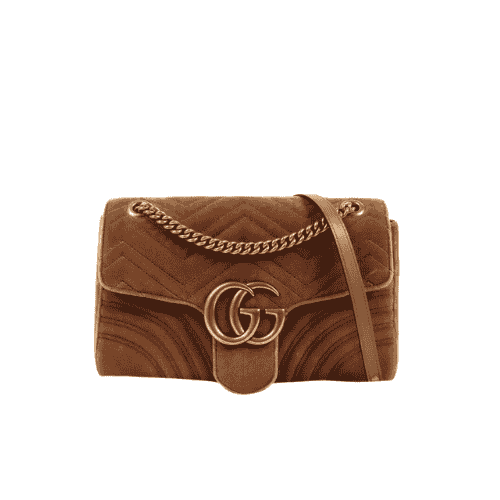 GUCCI GG Marmont shoulder bag quilted velvet (Brown)