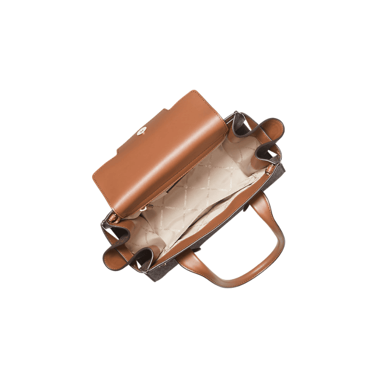 MK Carmen Logo Belted Satchel Brown