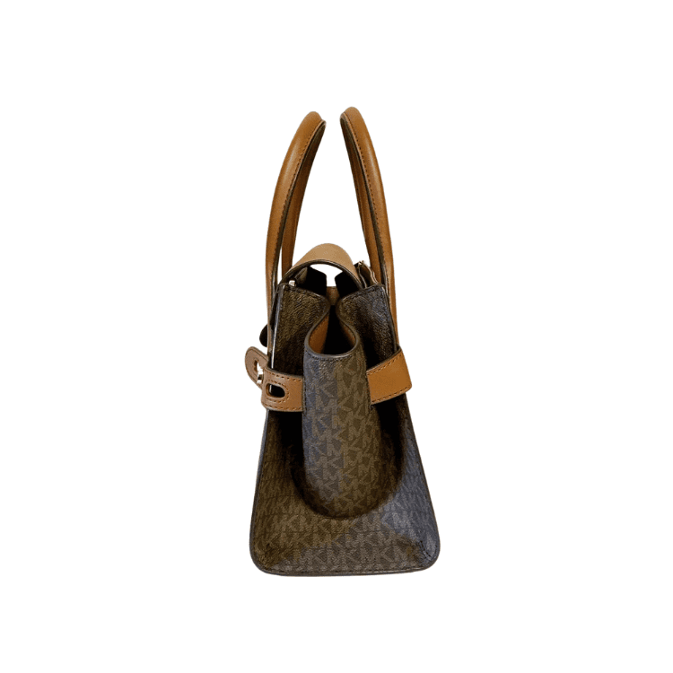 MK Carmen Logo Belted Satchel Brown