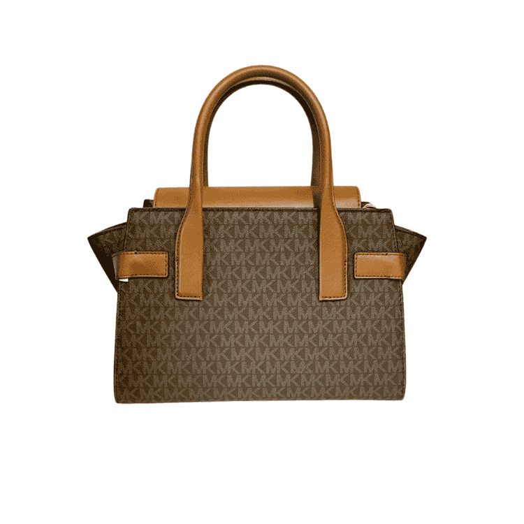 MK Carmen Logo Belted Satchel Brown
