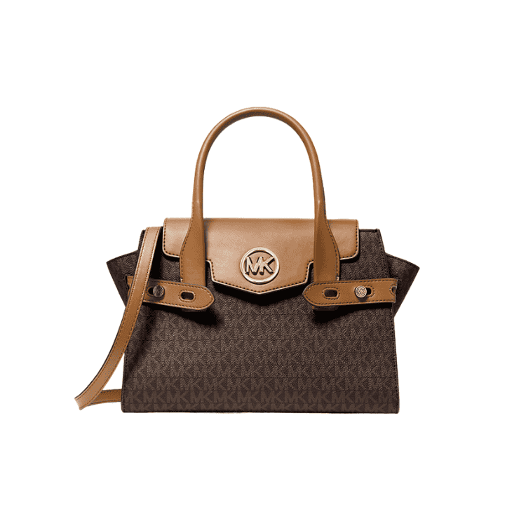 MK Carmen Logo Belted Satchel Brown