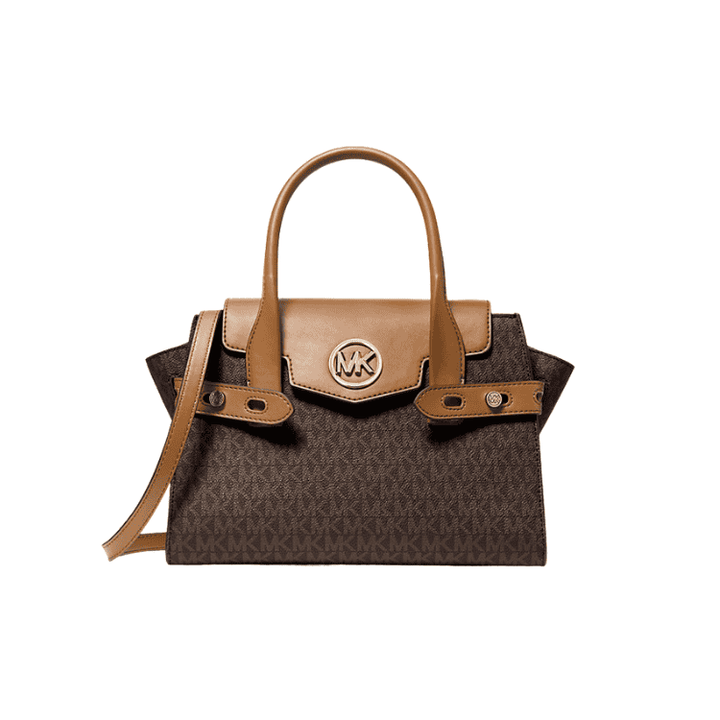 MK Carmen Logo Belted Satchel Brown