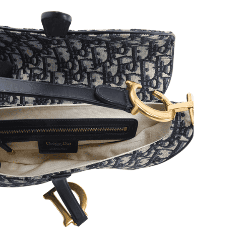 DIOR  Blue Oblique Jacquard Saddle Bag