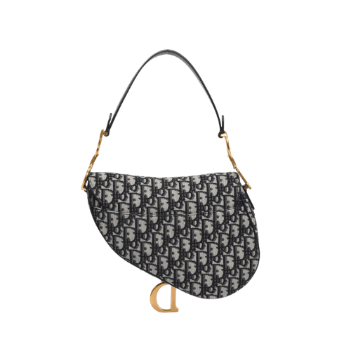 DIOR  Blue Oblique Jacquard Saddle Bag