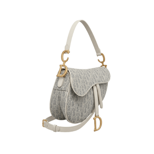 DIOR  White Oblique Jacquard Saddle Bag
