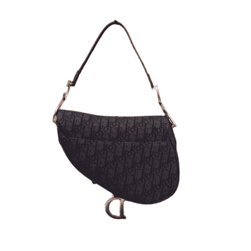 DIOR  Black Oblique Jacquard Saddle Bag