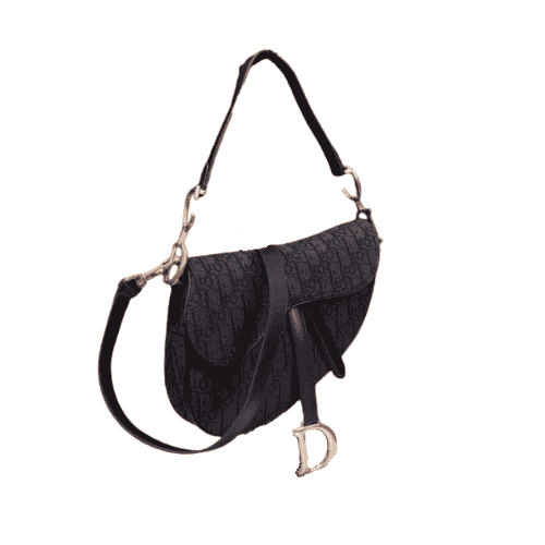 DIOR  Black Oblique Jacquard Saddle Bag