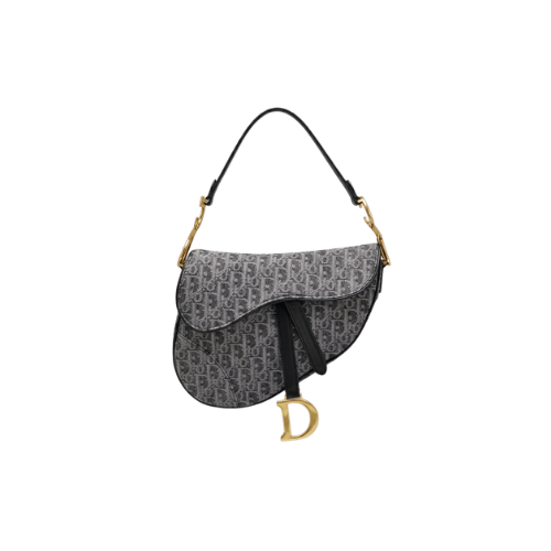 DIOR  Grey Oblique Jacquard Saddle Bag