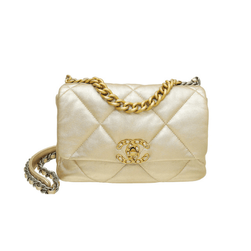 CHANEL 19 Flap Bag Lamb (Metallic Gold)