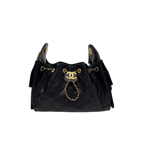 CHANEL Grained Calfskin & Gold-Tone Metal Black