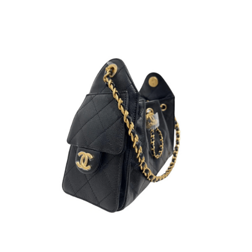 CHANEL Grained Calfskin & Gold-Tone Metal Black