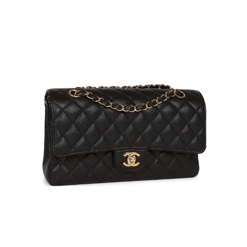 CHANEL Classic Double Flap Bag Black Caviar Gold Hardware