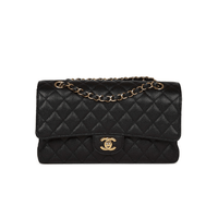 CHANEL Classic Double Flap Bag Black Caviar Gold Hardware