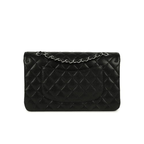 CHANEL  Classic Double Flap Black Caviar Silver Hardware