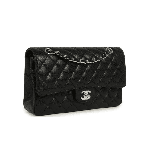 CHANEL  Classic Double Flap Black Caviar Silver Hardware