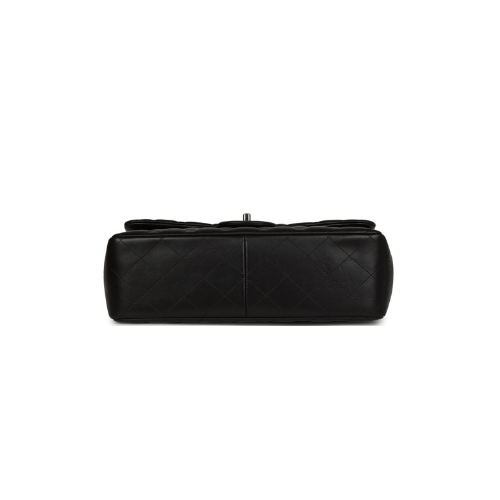 CHANEL Classic Double Flap Black Lambskin Silver Hardware