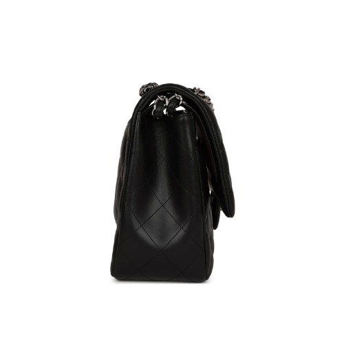 CHANEL Classic Double Flap Black Lambskin Silver Hardware